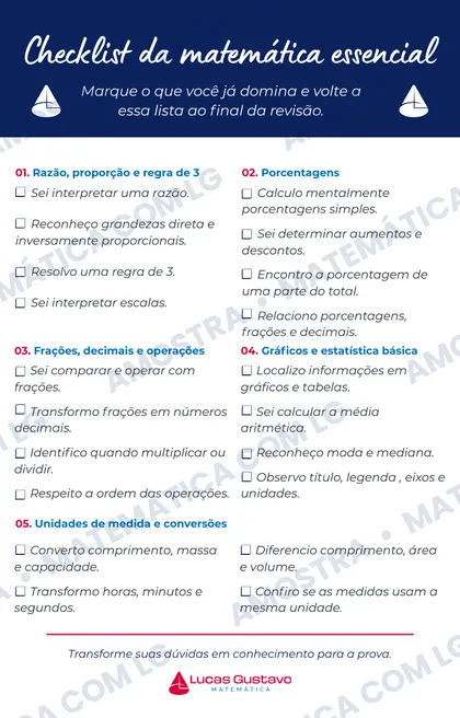 Página do checklist da matemática essencial